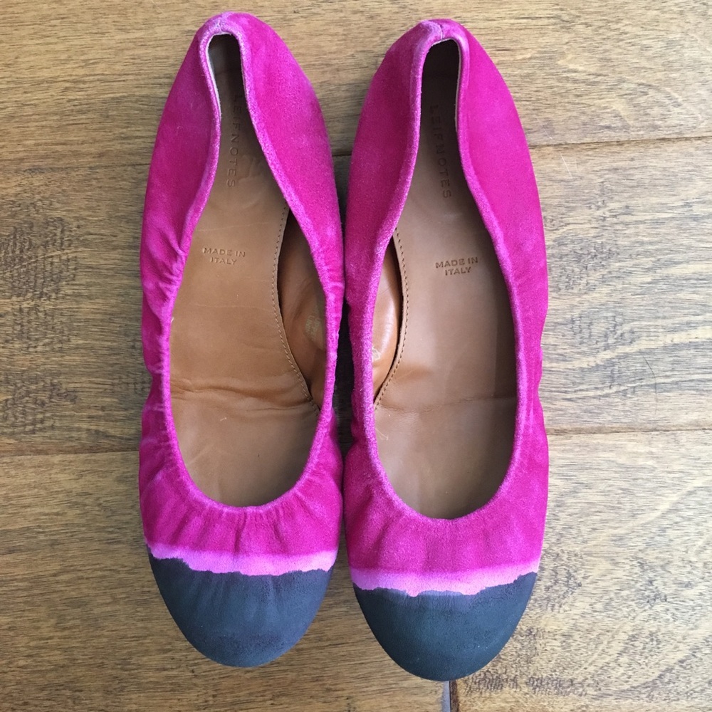 Hand-painted suede and Italian leather flats
